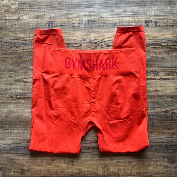 Gymshark Fit Seamless Mid Rise Activewear Leggings Red/Orange Size Medium - Picture 6 of 7